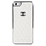 Накладка CHANEL для iPhone 5 серебряная c отделкой белой кожей